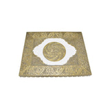 WHITE CARVED WOODEN BRASS TOP NESTING TABLE 3PC SET