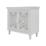 WHITE CARVED WOODEN CABINET 2DR