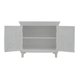 WHITE CARVED WOODEN CABINET 2DR