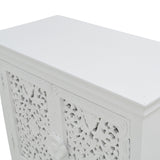 WHITE CARVED WOODEN CABINET 2DR