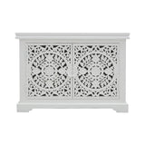 WHITE CARVED WOODEN CABINET 2DR MEDA