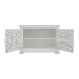 WHITE CARVED WOODEN CABINET 2DR MEDA