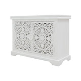WHITE CARVED WOODEN CABINET 2DR MEDA