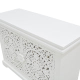 WHITE CARVED WOODEN CABINET 2DR MEDA