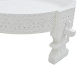 WHITE CARVED WOODEN CHOWKI / CHAKKI TABLE