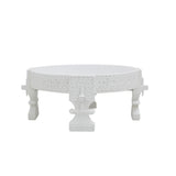 WHITE CARVED WOODEN CHOWKI / CHAKKI TABLE