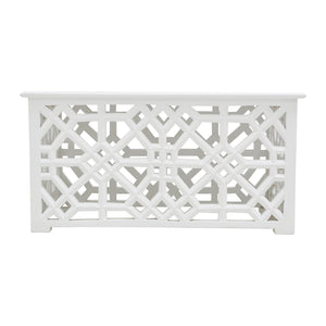 WHITE CARVED WOODEN COFFEE TABLE RECTANGLE