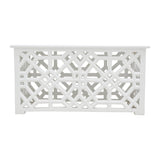 WHITE CARVED WOODEN COFFEE TABLE RECTANGLE