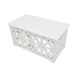 WHITE CARVED WOODEN COFFEE TABLE RECTANGLE