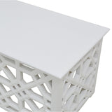 WHITE CARVED WOODEN COFFEE TABLE RECTANGLE