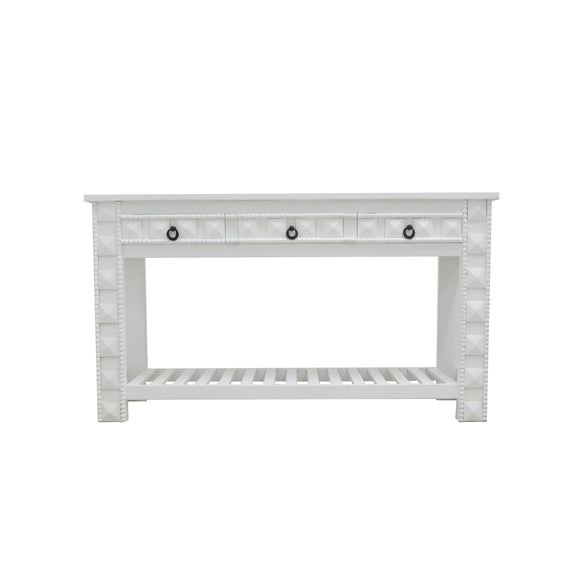 WHITE CARVED WOODEN CONSOLE TABLE 3DW