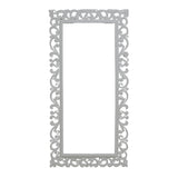 WHITE CARVED WOODEN RECT MIRROR