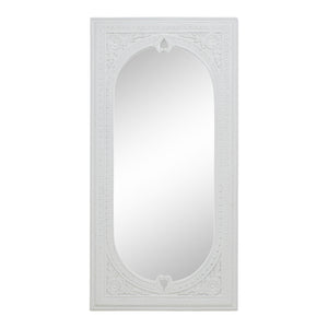 WHITE CARVED WOODEN OVAL MIRROR