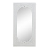WHITE CARVED WOODEN OVAL MIRROR