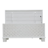 WHITE CARVED WOODEN STORAGE TRUNK #2