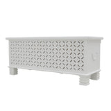 WHITE CARVED WOODEN STORAGE TRUNK #2