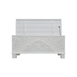 WHITE CARVED WOODEN STORAGE TRUNK #1