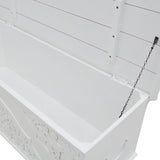 WHITE CARVED WOODEN STORAGE TRUNK #1