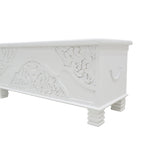 WHITE CARVED WOODEN STORAGE TRUNK #1