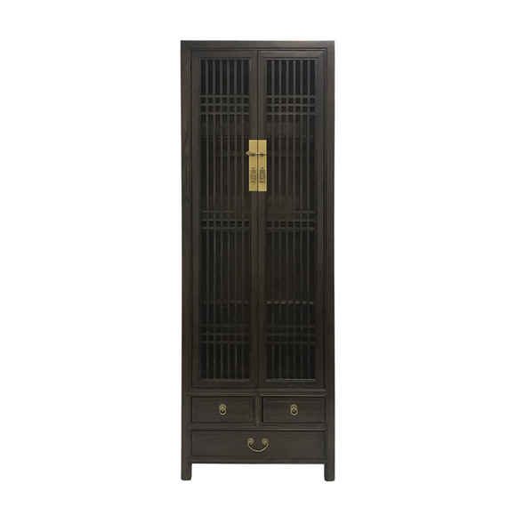 NARROW CABINET LATTICE DARK WOOD MQZ-12