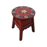 WOODEN STOOL FLORAL 1DW RED 5CH-025