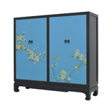 SHOE CABINET FLEUR PAINTED 4DR BLK FRAME BLUE MQZ-213