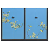 SHOE CABINET FLEUR PAINTED 4DR BLK FRAME BLUE MQZ-213