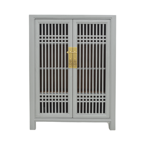 SHOE CABINET LATTICE 2DR GREY WASH MQZ-07