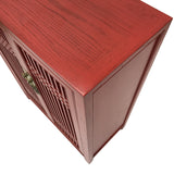 SHOE CABINET LATTICE 2DR RED WASH MQZ-07