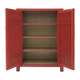 SHOE CABINET LATTICE 2DR RED WASH MQZ-07