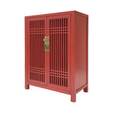 SHOE CABINET LATTICE 2DR RED WASH MQZ-07