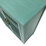 SHOE CABINET LATTICE 2DR TURQUOISE WASH MQZ-07