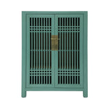 SHOE CABINET LATTICE 2DR TURQUOISE WASH MQZ-07