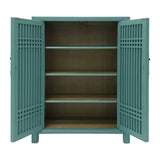 SHOE CABINET LATTICE 2DR TURQUOISE WASH MQZ-07