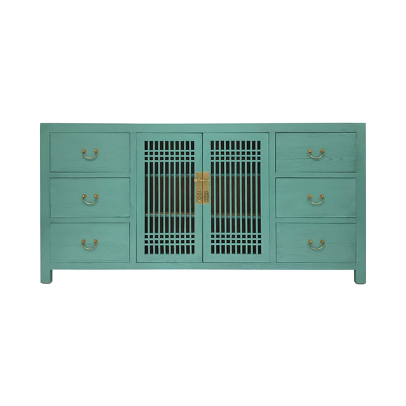 SIDEBOARD LATTICE 6DW2DR TURQUOISE WASH MQZ-34