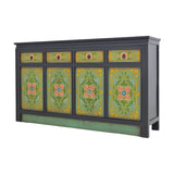 SIDEBOARD TIBETAN 4DW4DR FLORAL GREEN CH-121