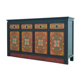 SIDEBOARD TIBETAN 4DW4DR FLORAL RED CH-121