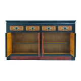 SIDEBOARD TIBETAN 4DW4DR FLORAL RED CH-121