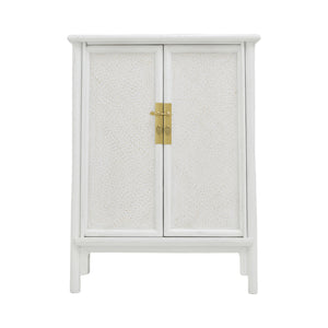 SIDE CABINET RATTAN 2DR WHITE WASH MQ-02