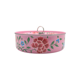 STEEL HAND PAINTED SPICE BOX 9” PINK