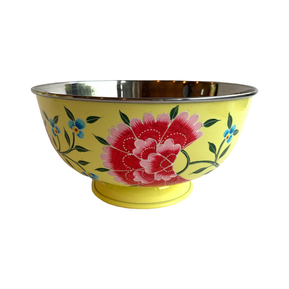 STEEL HAND PAINTED SALAD BOWL 20CM YELLOW