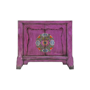 SIDEBOARD MONGOLIAN PAINTED FLORAL PURPLE