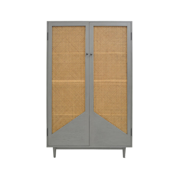 TALL CABINET RATTAN HEX 2DR GREY MD08-222-01
