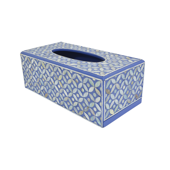 TISSUE BOX SHELL COIN BLUE