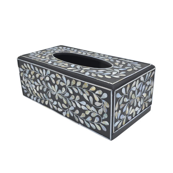 TISSUE BOX SHELL VINE BLACK