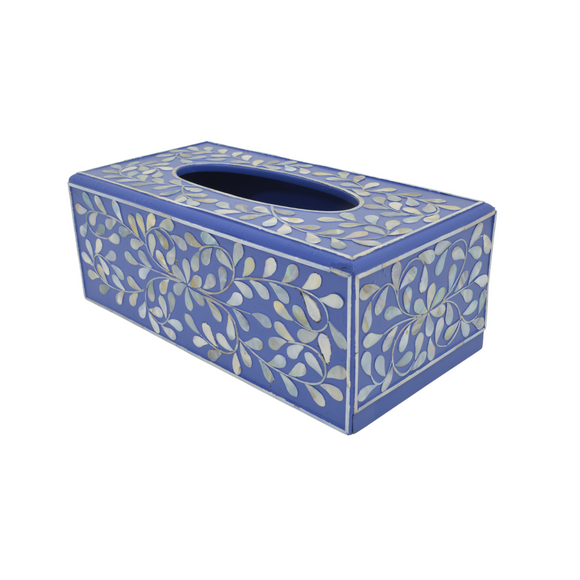 TISSUE BOX SHELL VINE BLUE