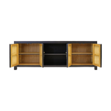 TV CONSOLE OPEN SHELVES ORIENT BLACK WASH MQZ-04