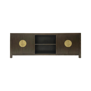 TV CONSOLE OPEN SHELVES ORIENT DARK WOOD MQZ-04
