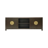 TV CONSOLE OPEN SHELVES ORIENT DARK WOOD MQZ-04