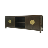 TV CONSOLE OPEN SHELVES ORIENT DARK WOOD MQZ-04